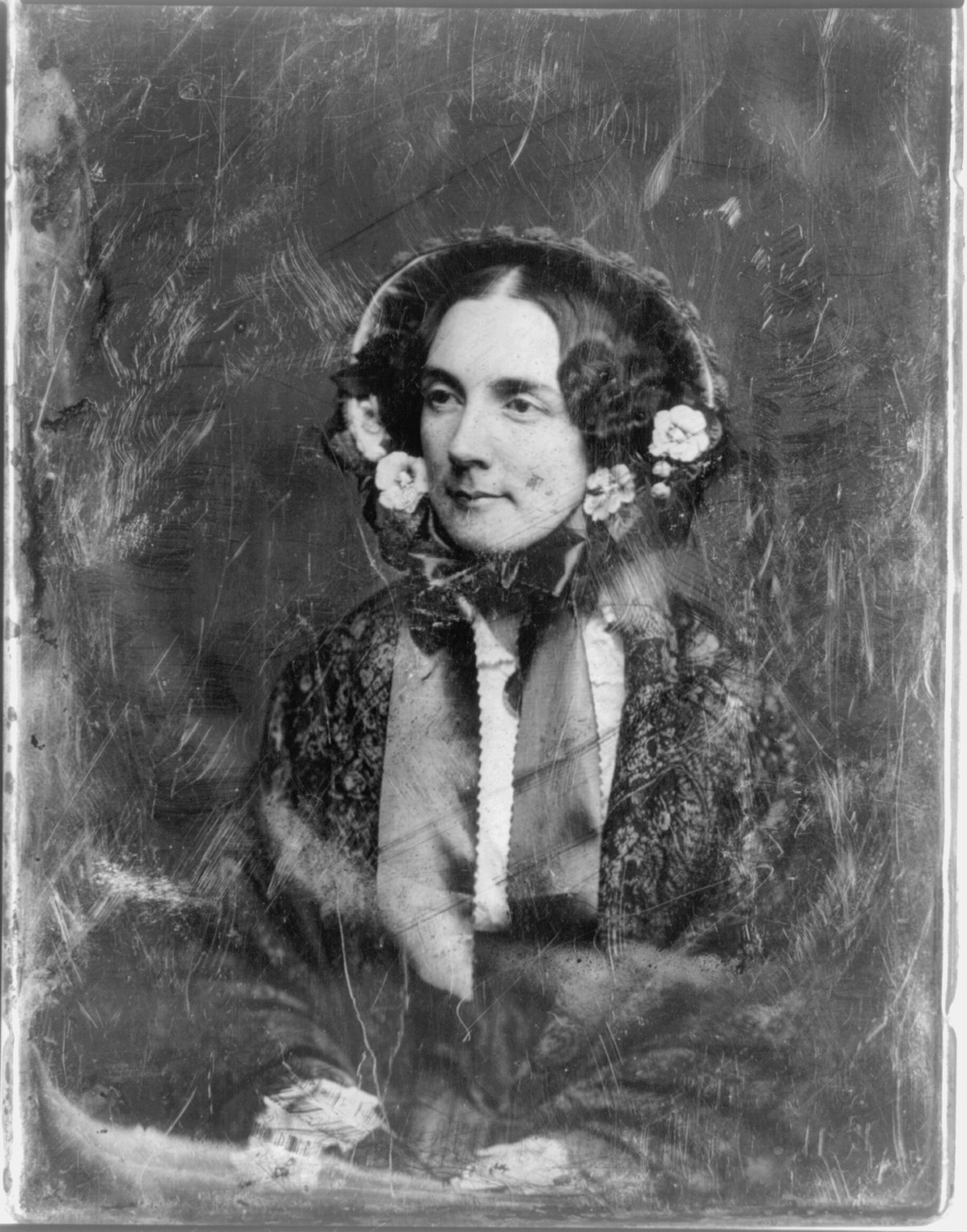 Portrait of a woman with flowers in her hair, 1844 — historic photograph