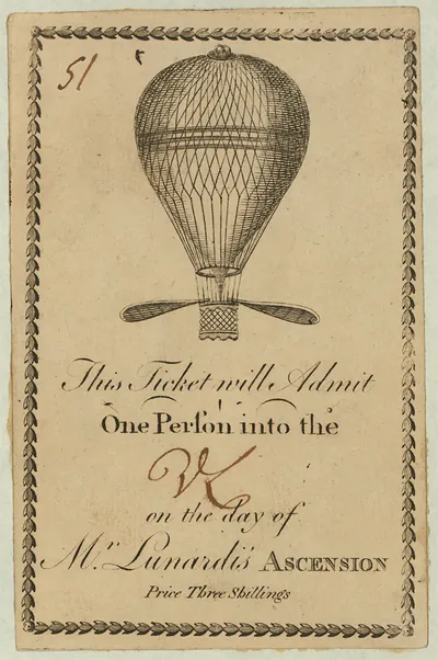 Ticket admitting one person to Mr Lunardi's balloon ascension