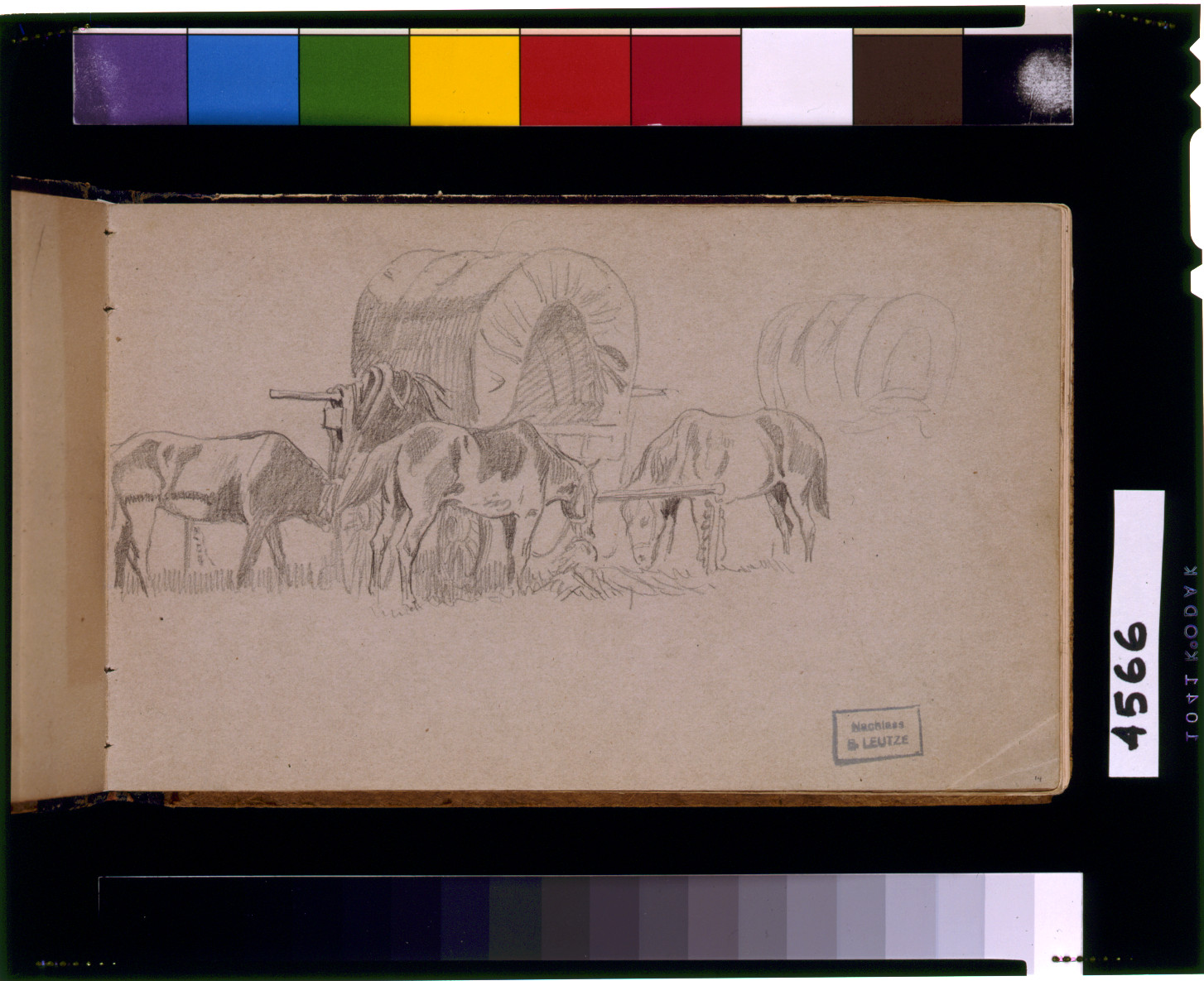 [Horses and covered wagon], [ca. 1860] — historic drawing