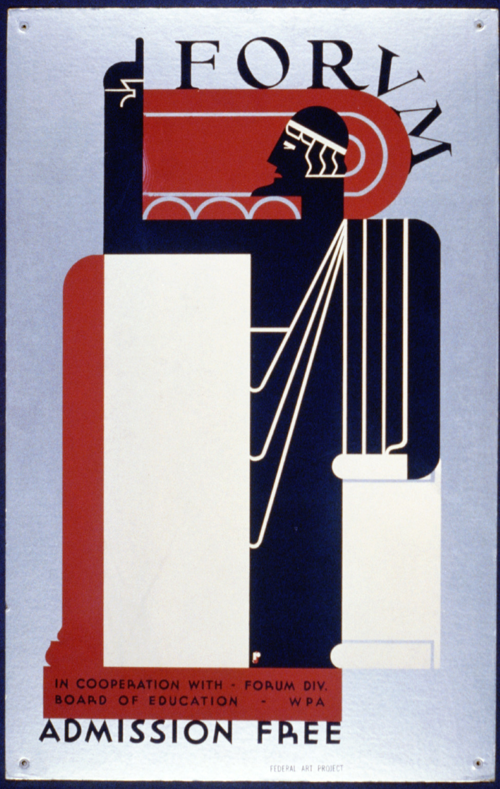 Forum In cooperation with Forum Div. Board of Education WPA (S) Admission free / jr [mo, 1936 — vintage poster
