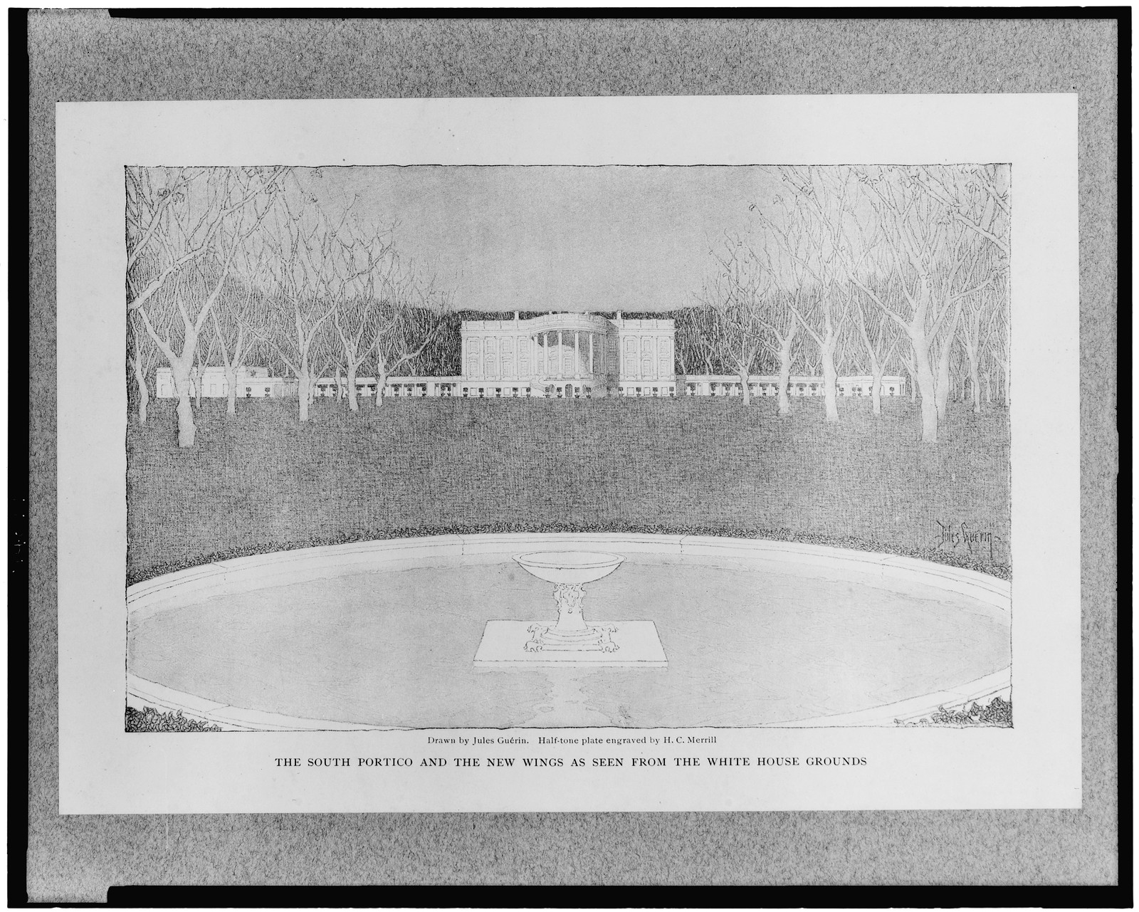 [The White House, Pennsylvania Avenue, N.W., Washington, D.C. South portico and wings], and Engineering (ADE) Drawings" (http://www.loc.gov/rr/print/res/103_ade.html)." — historic print