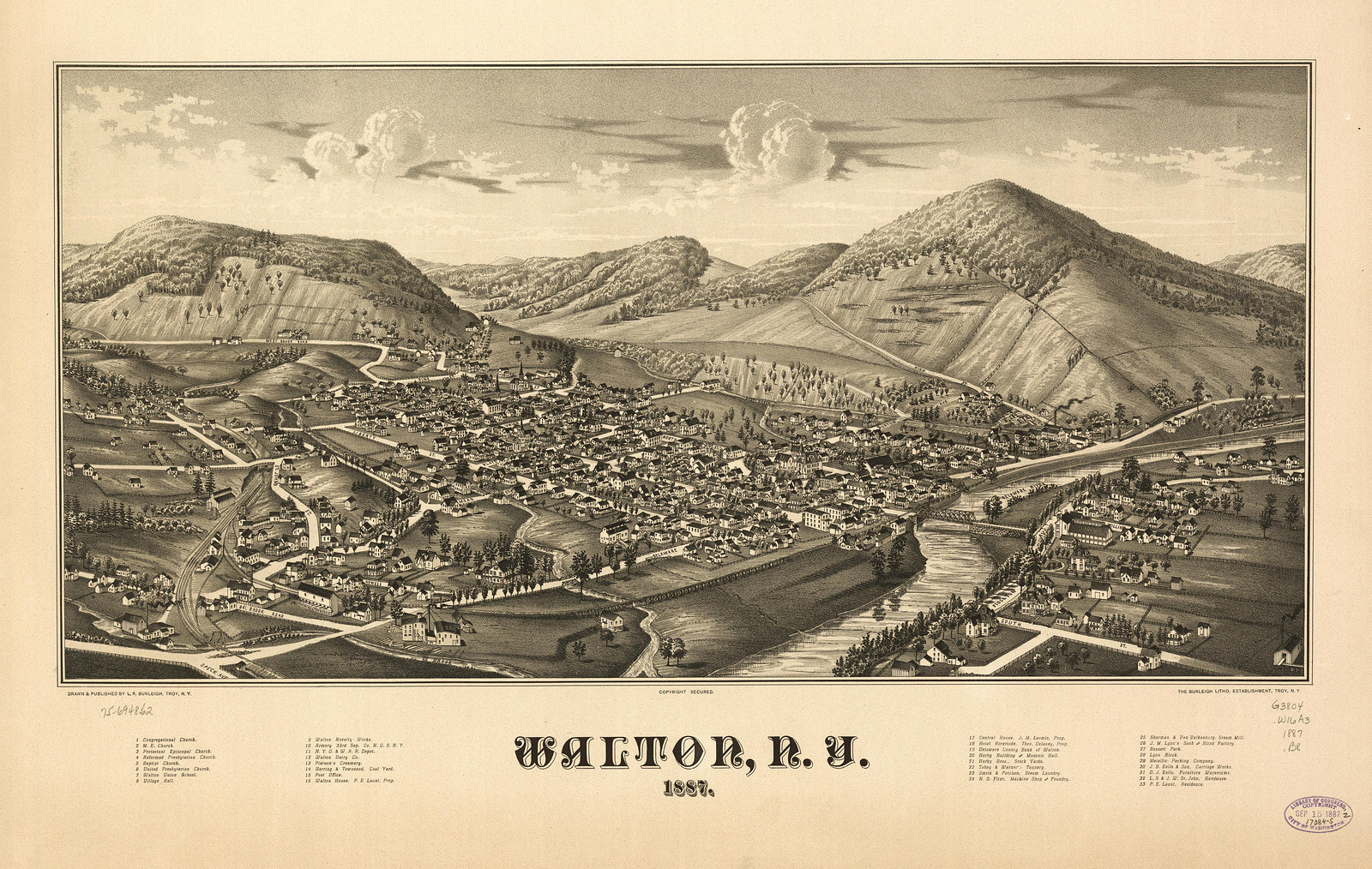 Walton, New York, 1887, 1887 — antique map