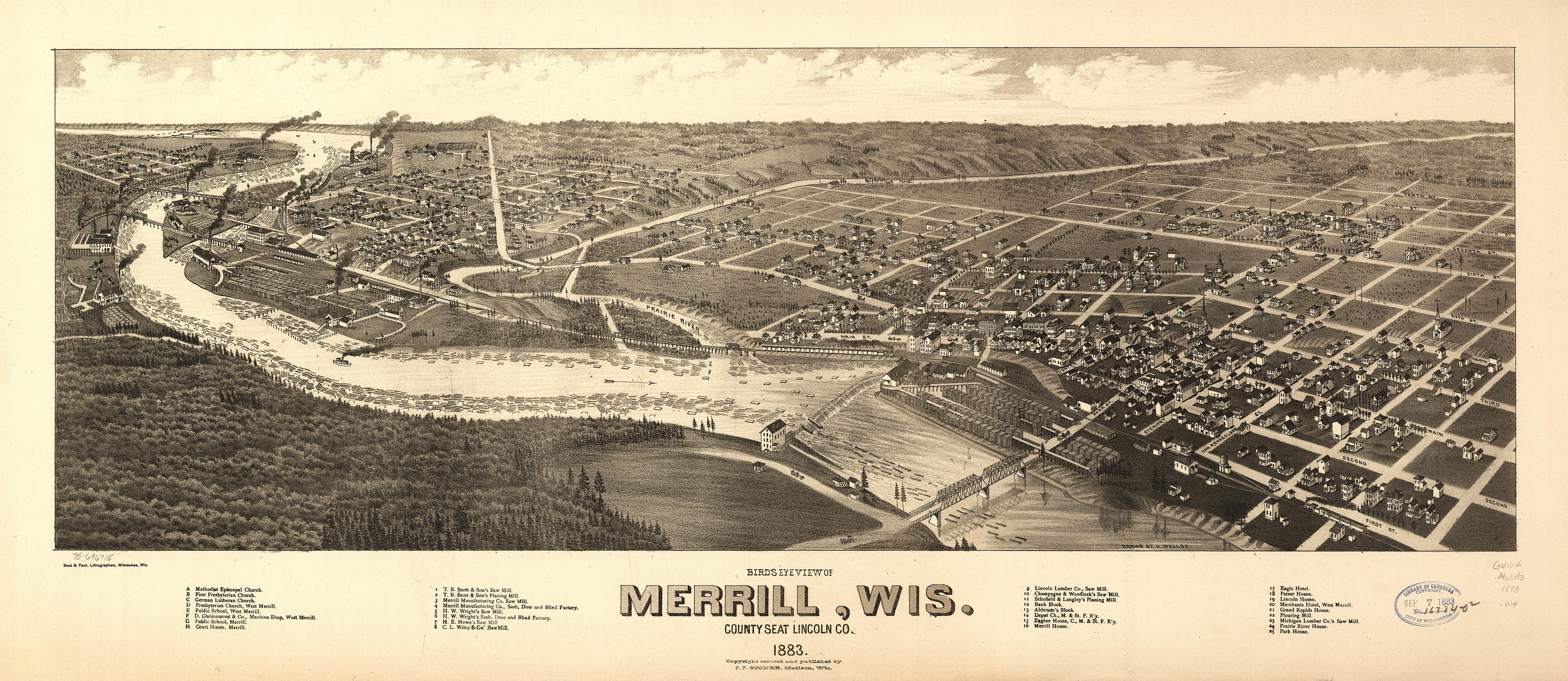 Merril, Wisconsin, 1883, 1883 — antique map