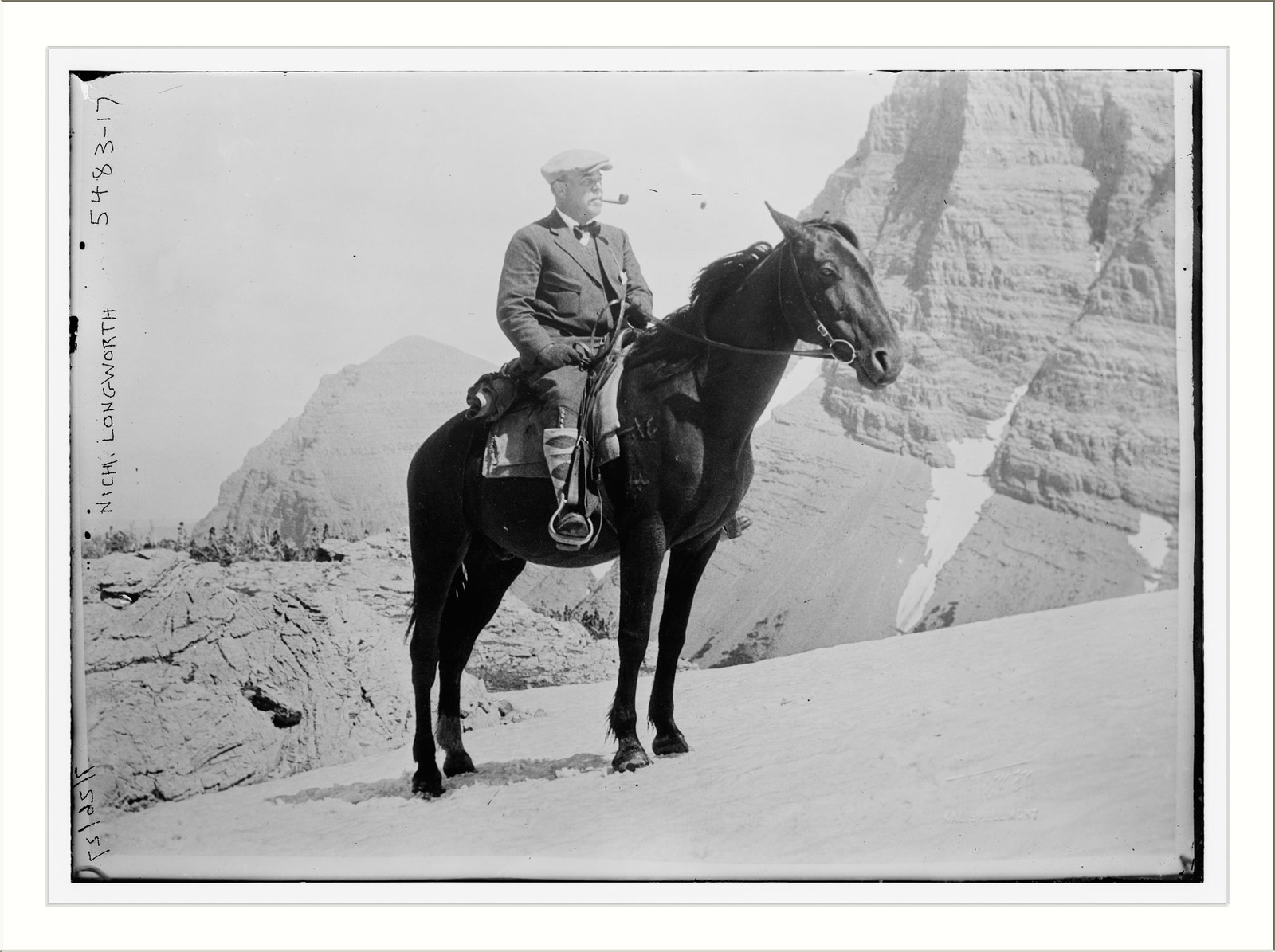 Nich. Longworth on horse, n/a — historic photograph