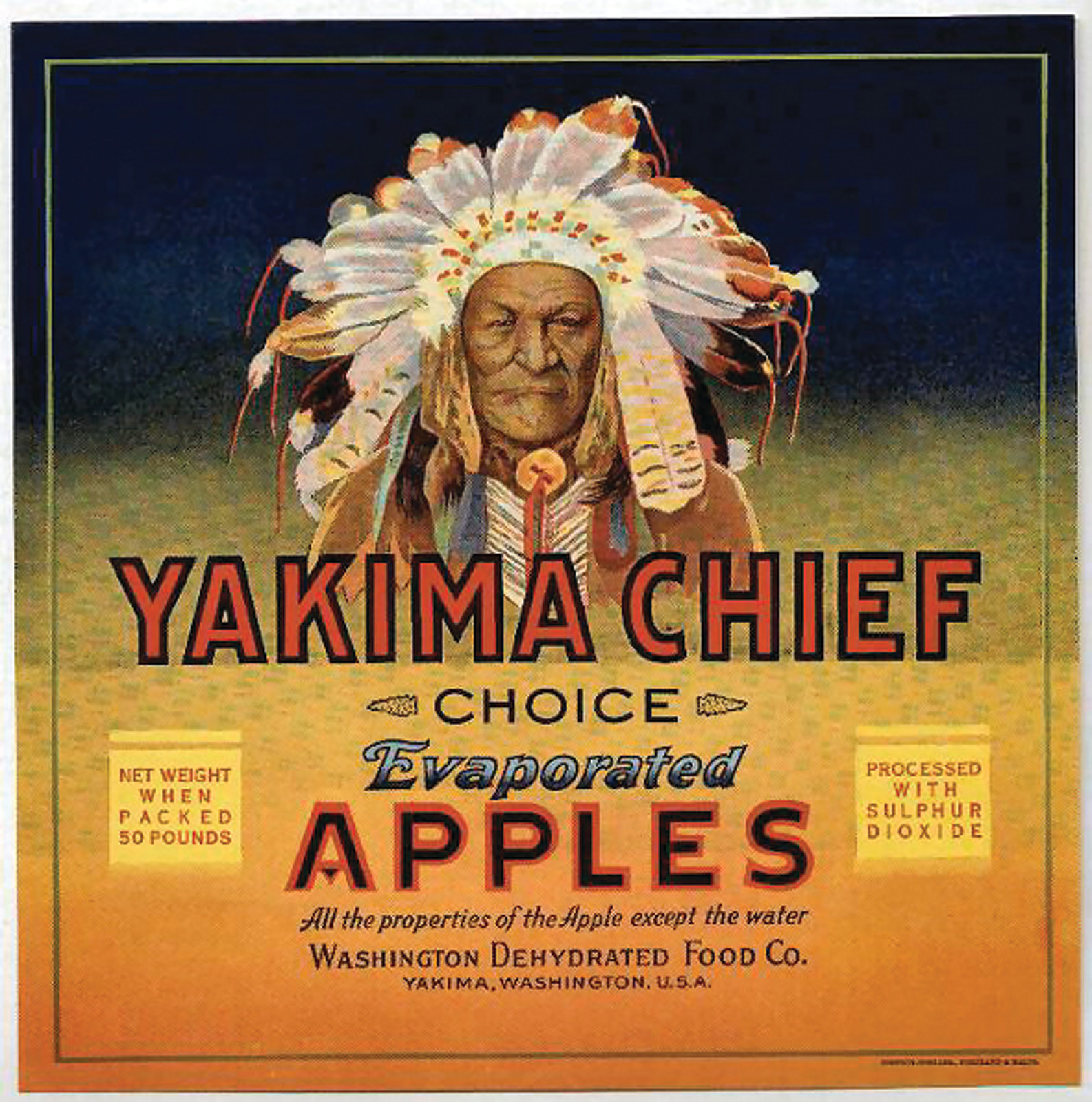 Yakima Chief Choice Evaporated Apples crate label — historic image