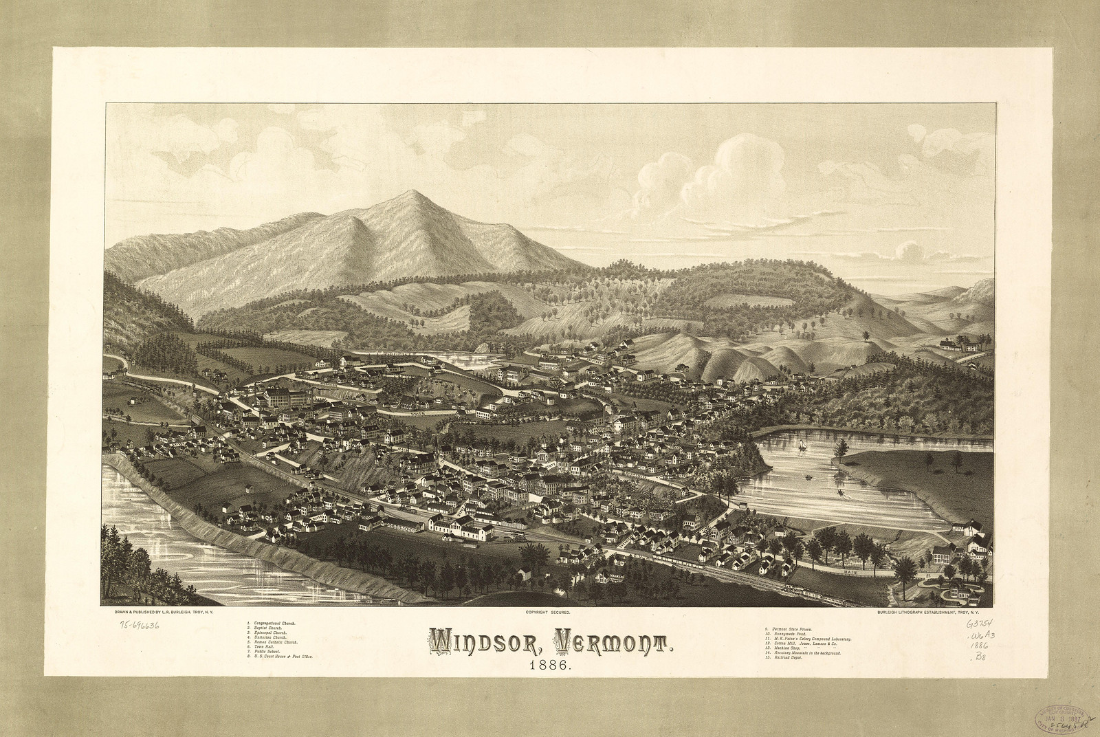 Windsor, Vermont, 1886, 1886 — antique map