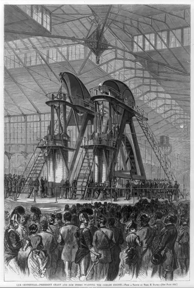 [President Grant and Don Pedro starting the Corliss engine at the centennial, Philadelphia, 1876]