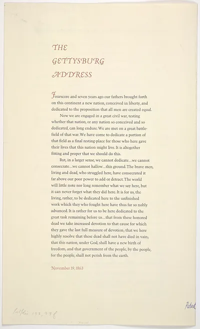 The Gettysburg Address, printed text page