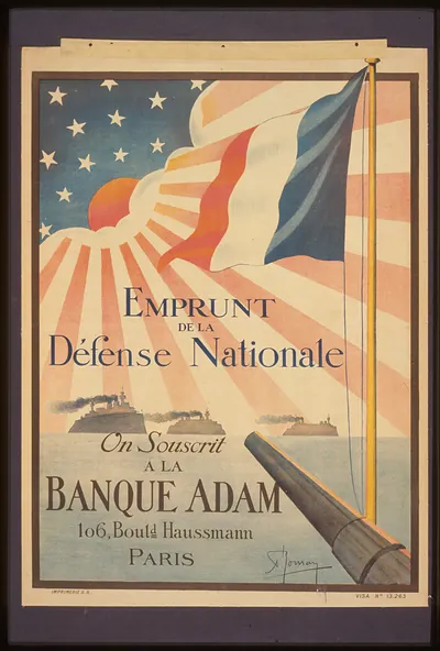 Emprunt de la Deacutefense Nationale. On souscrit agrave la Banque Adam