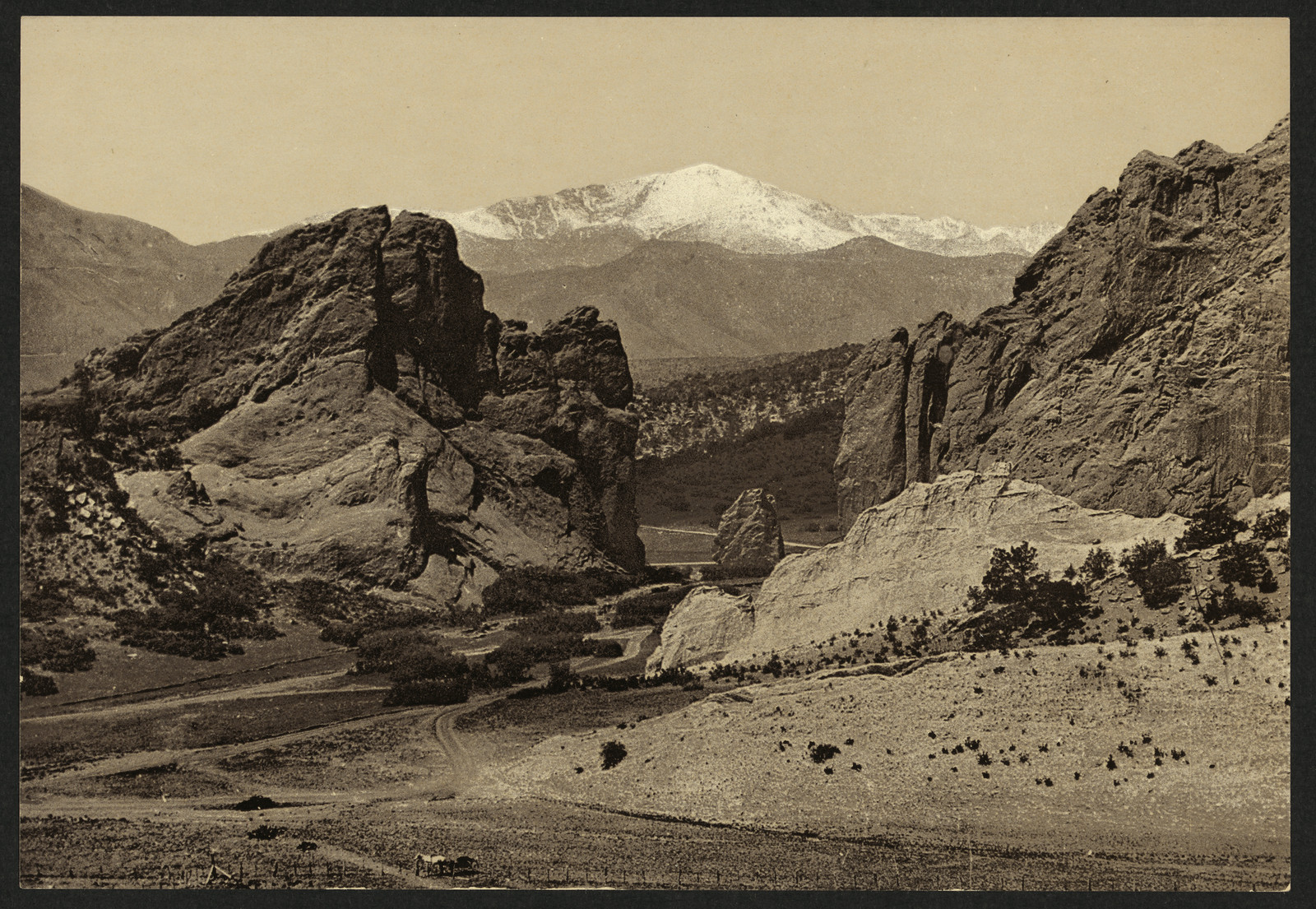 Pikes Peak from the Garden of the Gods — historic image
