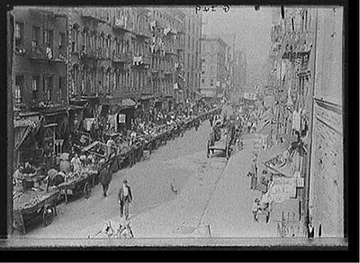 [Italian neighborhood with street market, Mulberry Street, New York]