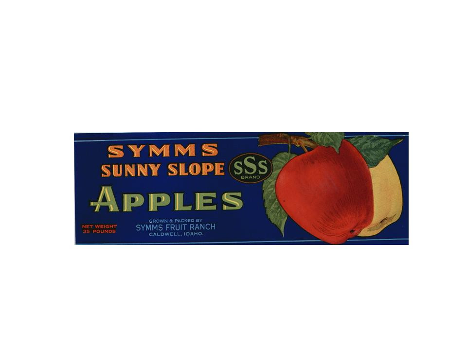 Symms Sunny Slope Apples crate label — historic image