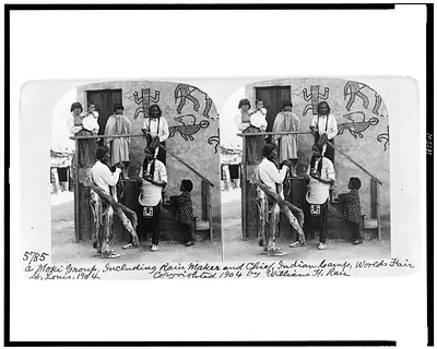 A Moki chief including rain maker and chief Indian camp Worlds Fair St. Louis 1904
