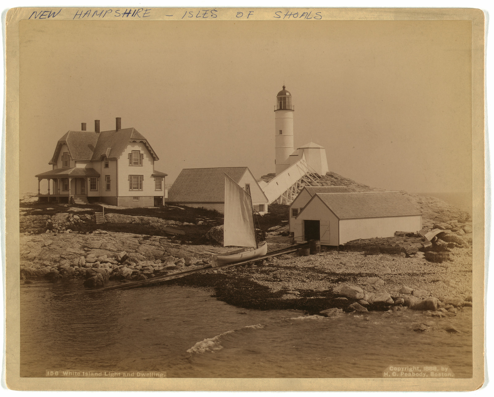 White Island Light and dwelling, c1888. — historic photograph