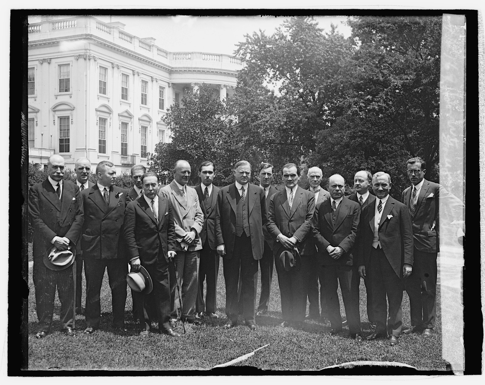 Hoover & foreign newspaper men, 5/28/29, [19]29 May 28. — historic photograph