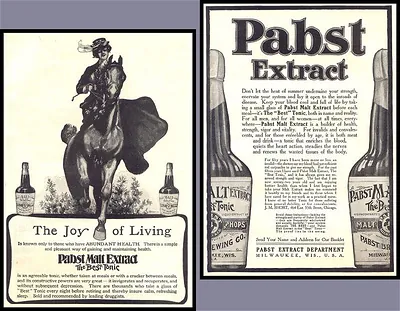 Pabst Malt Extract magazine advertisement with horseback rider