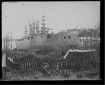 [Launch of battleship Georgia, waiting for launching, Bath, Me.]