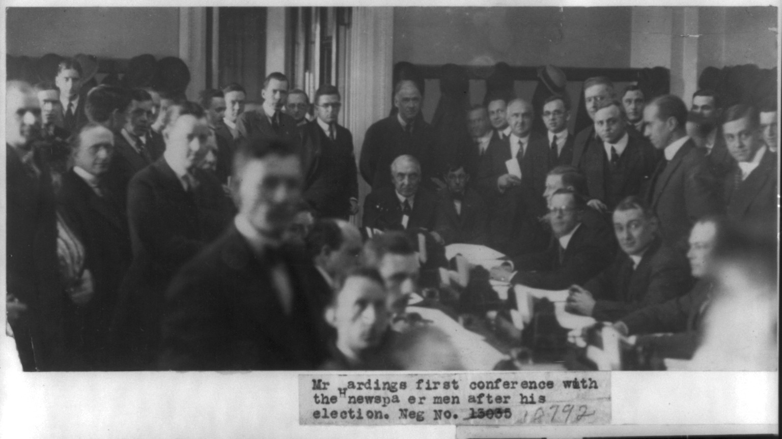Mr. Harding's first conference with the newspapermen after his election, 1920 Nov. — historic photograph
