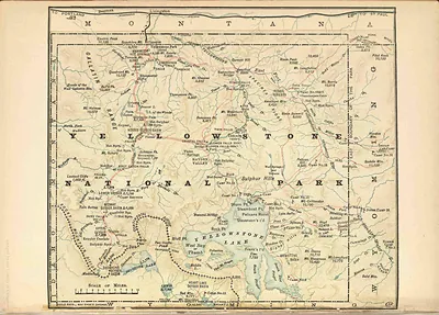Map of Yellowstone National Park with Montana labels