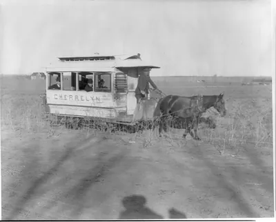 [CHERRELYN, a horsecar on country road outside Denver, Colo.]