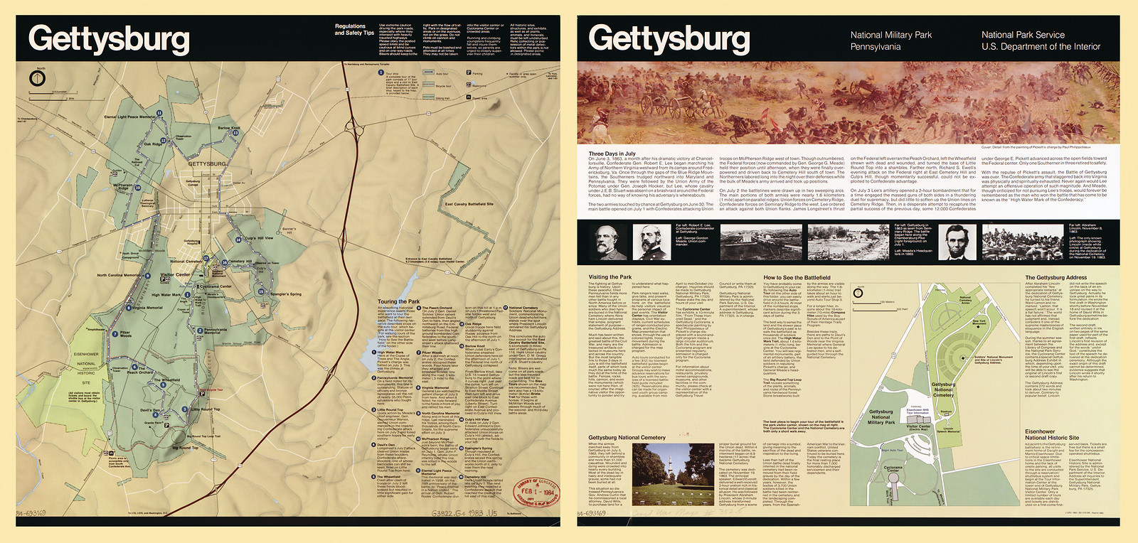 Gettysburg National Military Park brochure with map, Pennsylvania — antique map