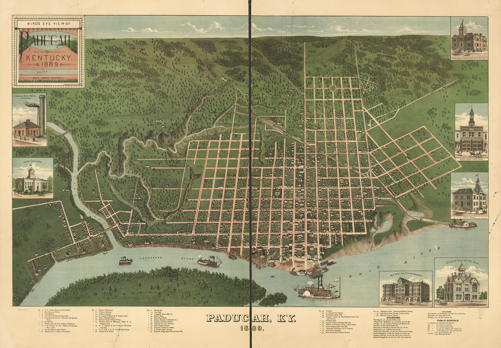 Paducah, Kentucky, 1889, 1889 — antique map