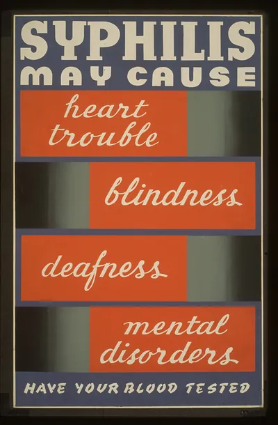 Syphilis may cause heart trouble blindness deafness mental disorders Have your blood
