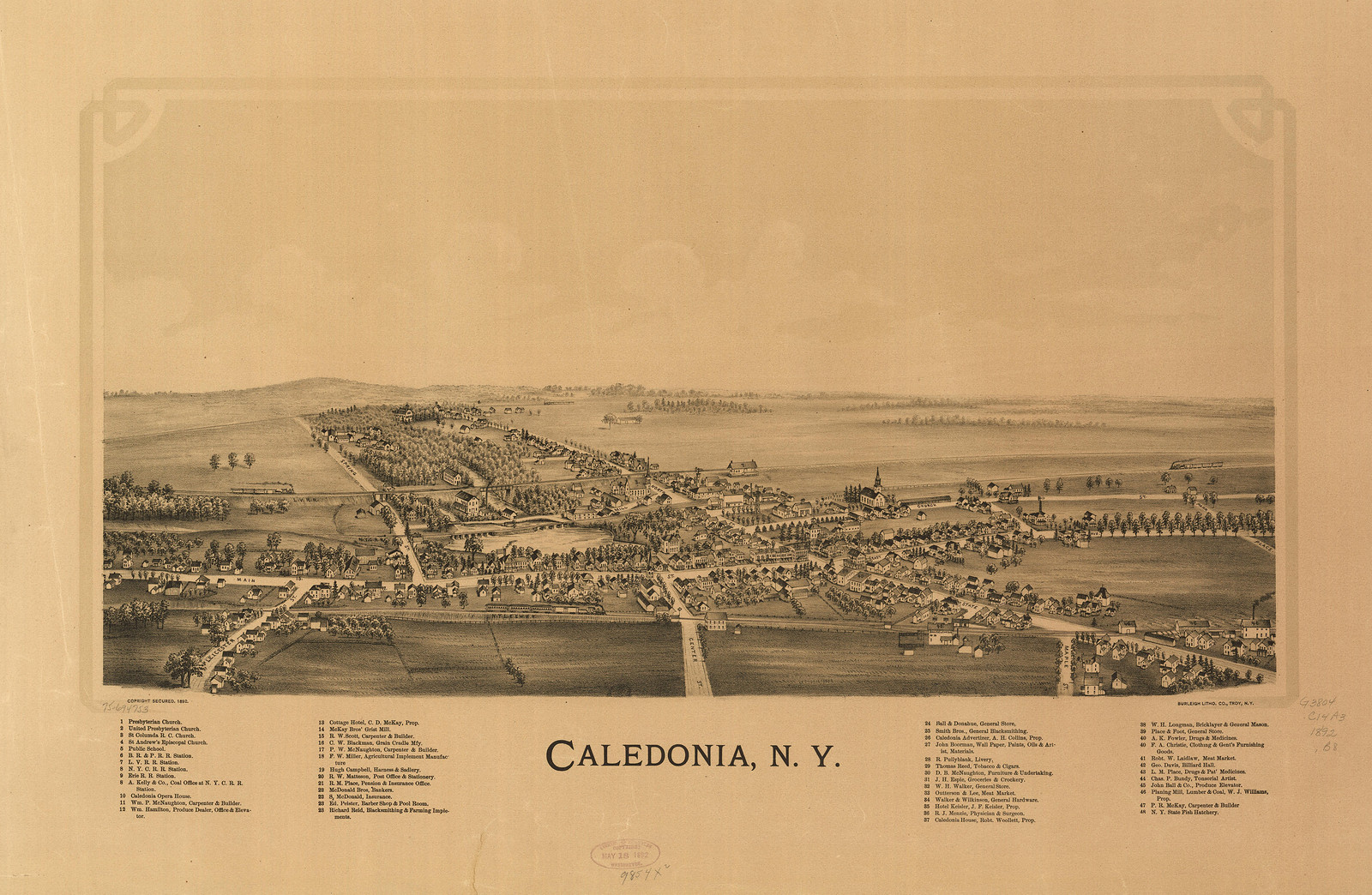 Caledonia, New York, 1892, 1892 — antique map