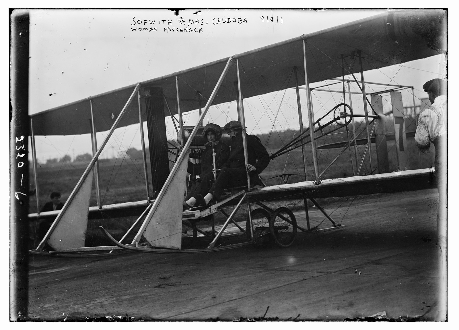 Sopwith & Mrs. Chudoba, woman passenger. 1911, 1911 — historic photograph