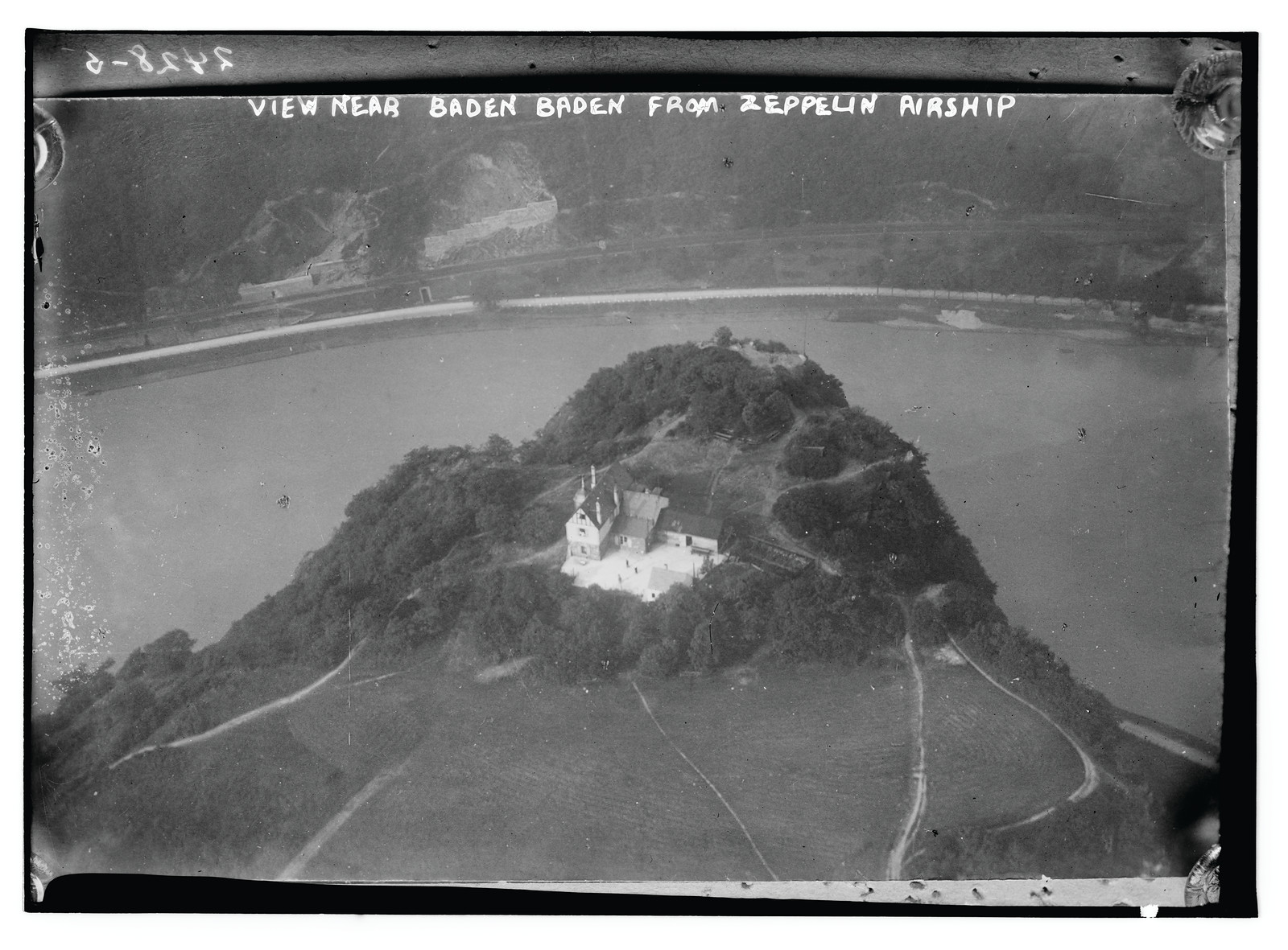 View near Baden Baden from Zeppelin airship, n/a — historic photograph