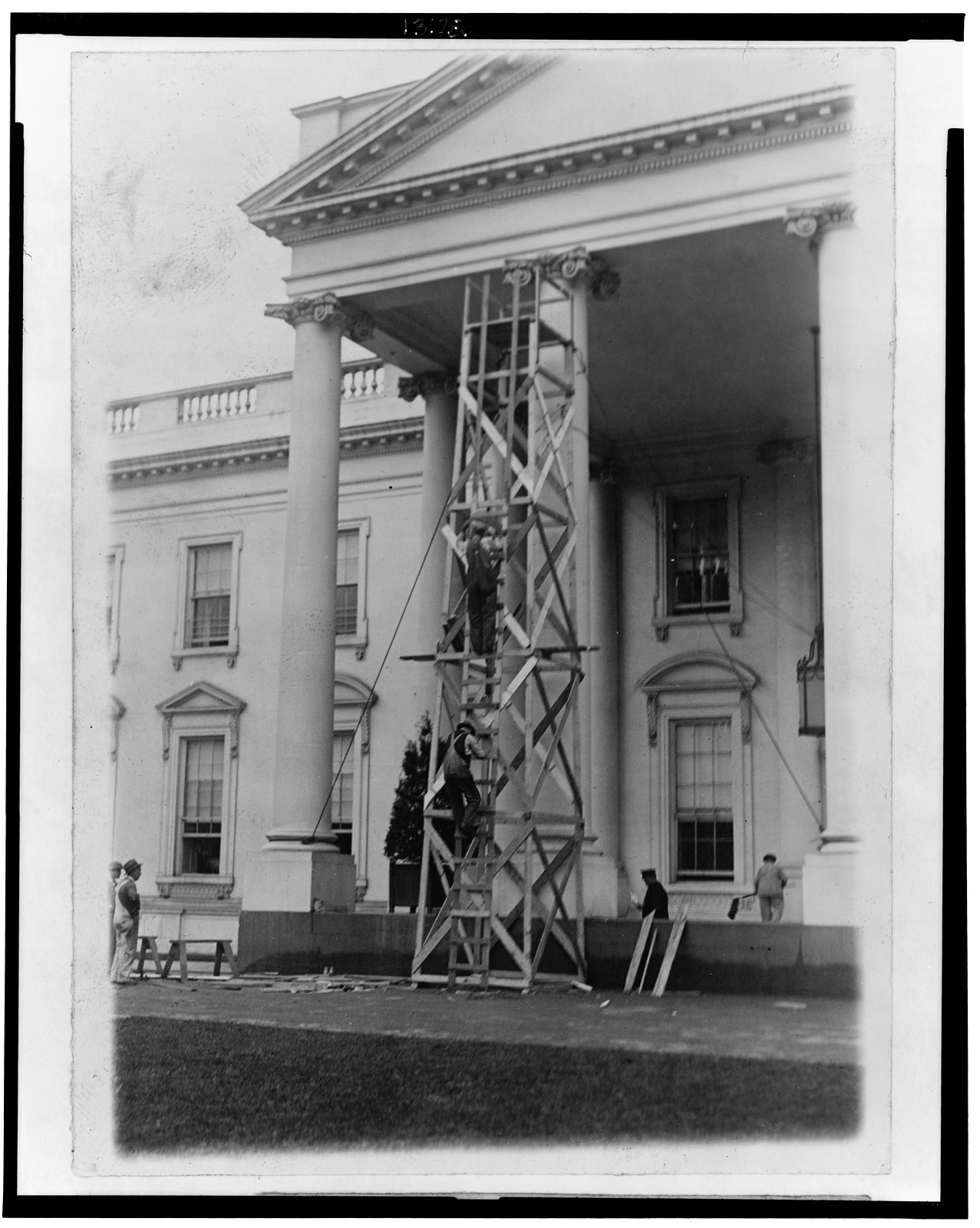 The White House is undergoing its annual inspection and repair, 1929 Mar. 14. — historic photograph
