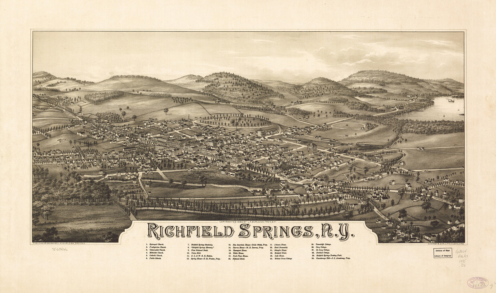 Richfield Springs, New York, 1885, 1885 — antique map
