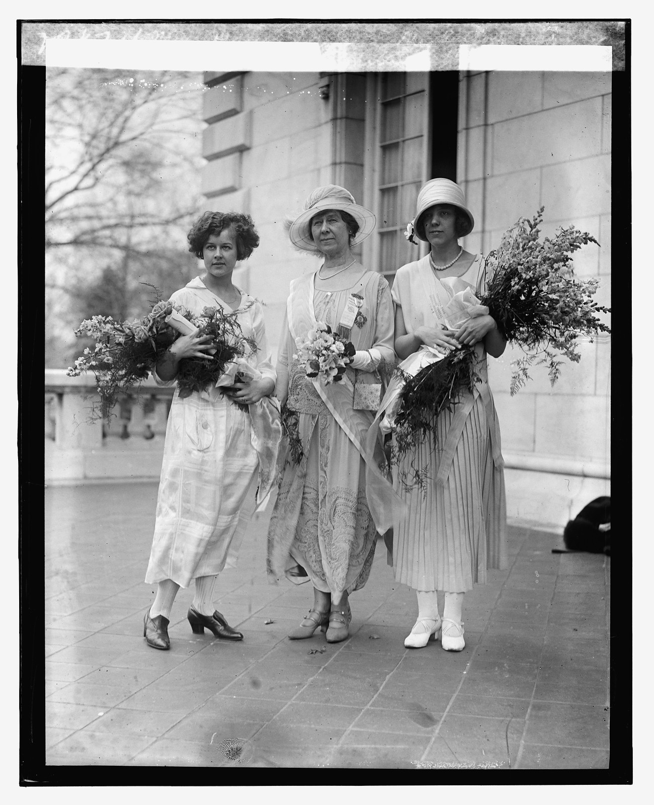 Miss Marion Grimes, Mrs. Anthony Wayne C[...], & Eugenia Lejeune 4/14/24, [19]24 April 14. — historic photograph