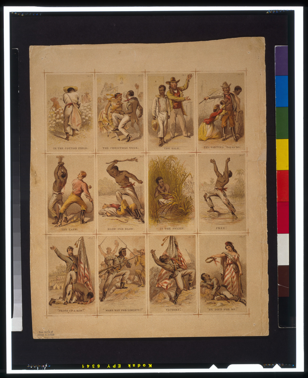 [Journey of a slave from the plantation to the battlefield], [ca. 1863] — antique lithograph
