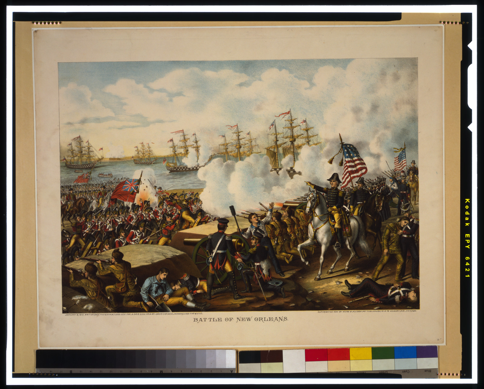 Battle of New Orleans, c1890. — antique lithograph