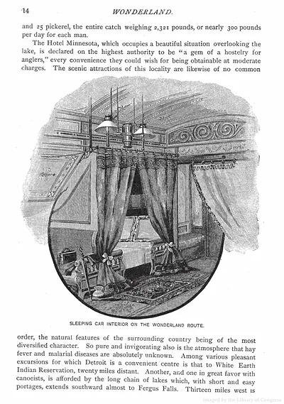 Sleeping car interior on the Wonderland route, book page 14