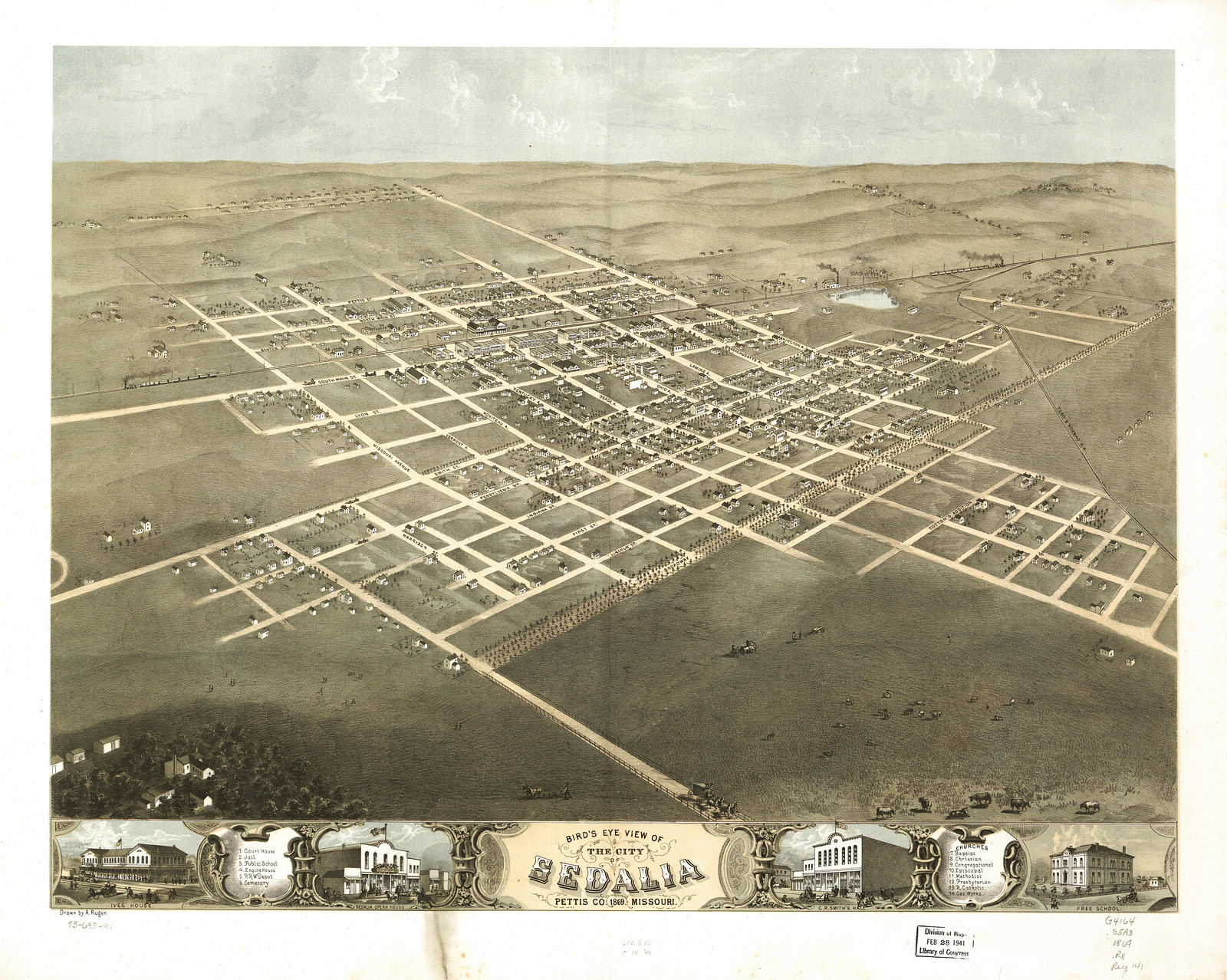Sedalia, Missouri, 1869, 1869 — antique map