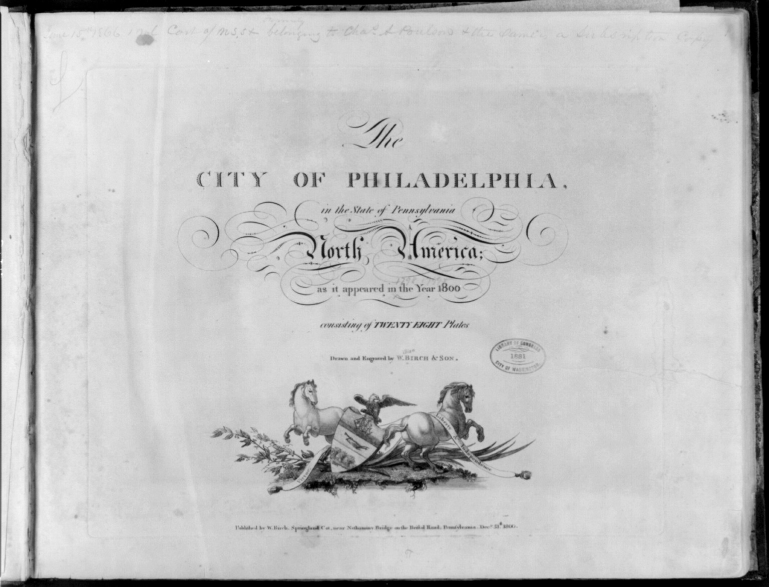 The City of Philadelphia...as it appeared in the year 1800, 1800 — antique engraving