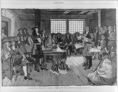 The first visit of William Penn to America - a conference with the colonists