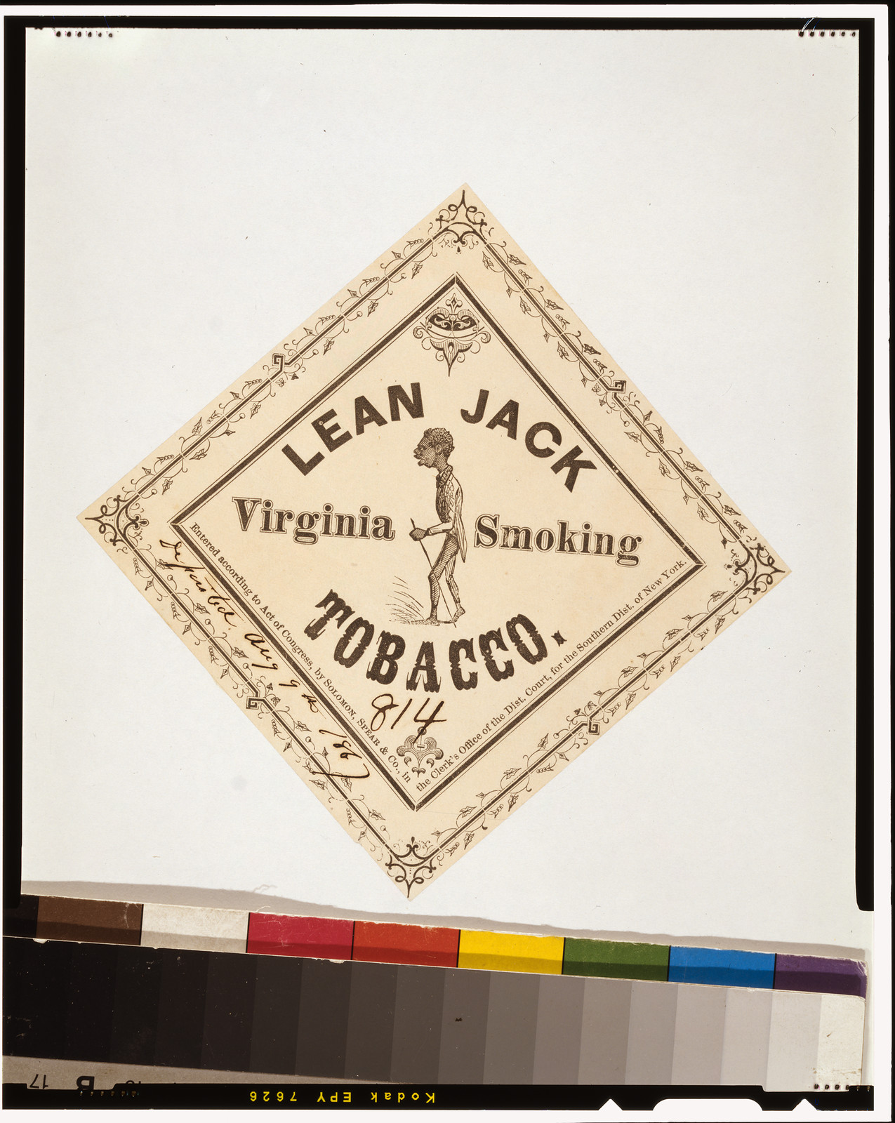 Lean Jack Virginia smoking tobacco, [S.l. : s.n.], c1867. — antique lithograph