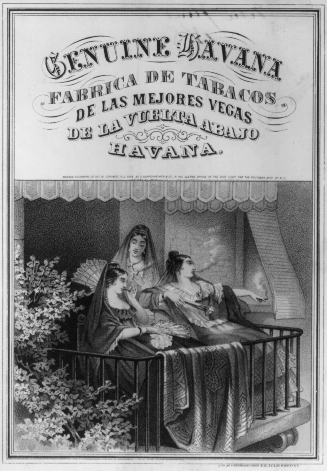 Genuine Havana, 1868 — antique lithograph