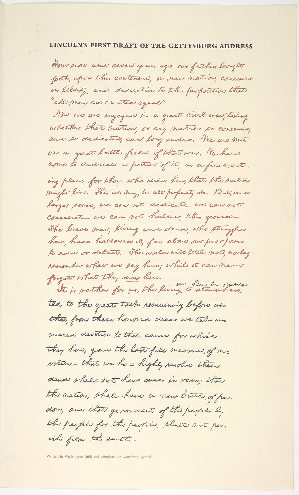 Lincoln's First Draft of the Gettysburg Address — historic image