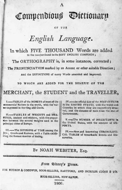 [Title page: A Compendious Dictionary for the English Language, by Noah Webster, 1806]