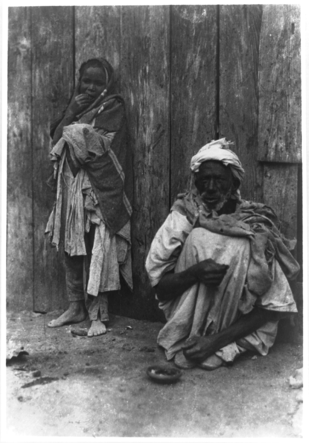 Algeria - Fort Flatters. Old Arab and his fourteen year old wife, [ca. 1920] — historic photograph