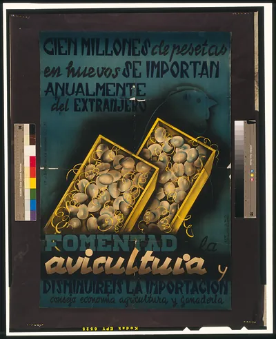 Cien millones de pesetas en hue vos se importan anualmente del extranjero. Fomentad la auicultuia y disminuireis la importacion