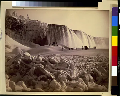 Photograph of ice bridge, ice mound and American Fall, Niagara--Instantaneous / by Geo. Barker, Niagara Falls, N.Y.