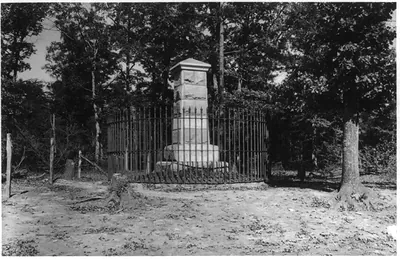 Monument marking the place where Stonewall Jackson was killed on May 2, 1863. Wilderness, Va.