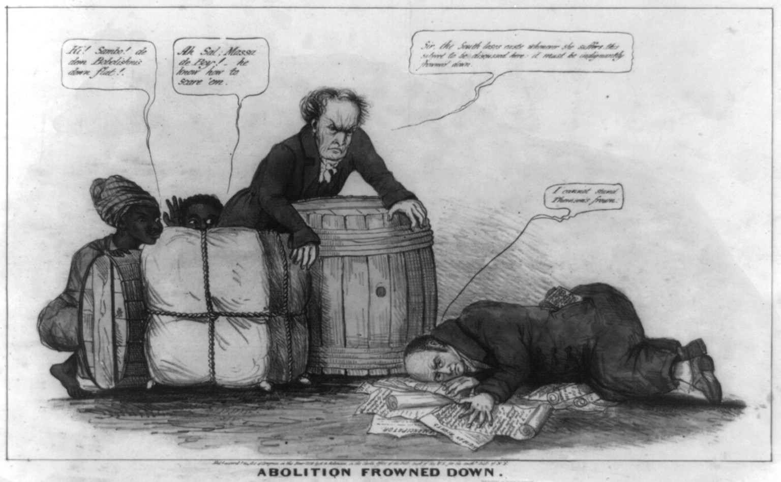 Abolition frowned down, 1839 — antique lithograph