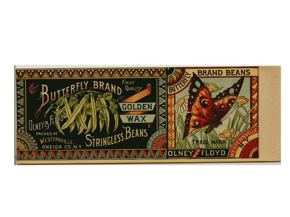 Butterfly Brand Golden Wax Stringless Beans can label — historic image