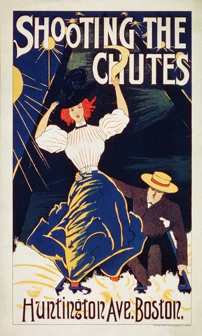 Shooting the Chutes, Huntington Ave, Boston advertising poster